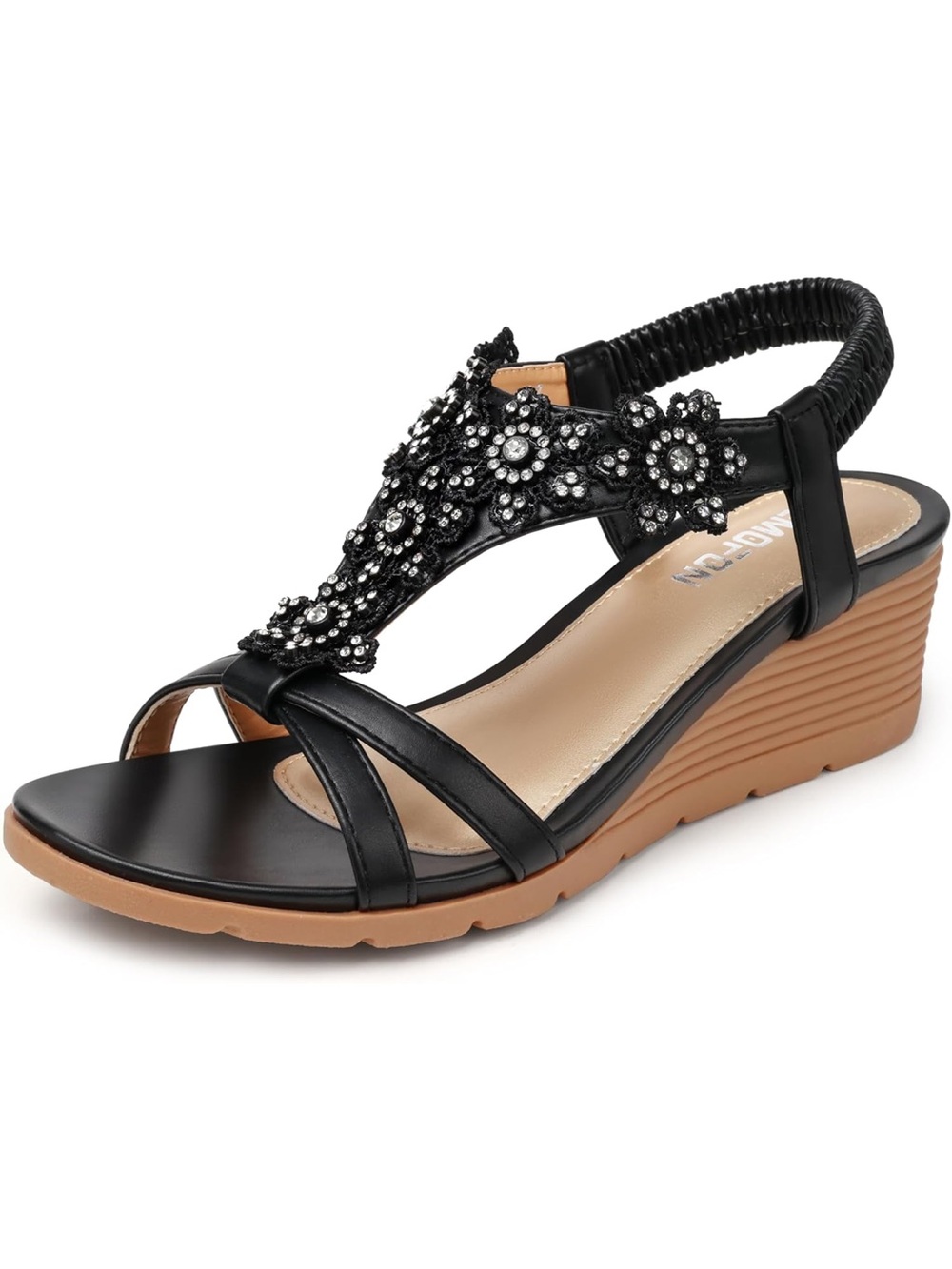 Low Wedge Heels Summer Dressy Platform Sandals Black 8. 2398-2